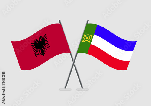 Albania and Khakassia vector flags illustration with balance and grace
