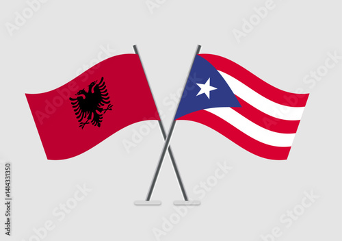Albania and Puerto Rico vector flags concept for unity in design