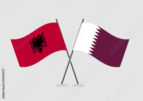 Albania and Qatar vector flags symbolizing alliance in vector art