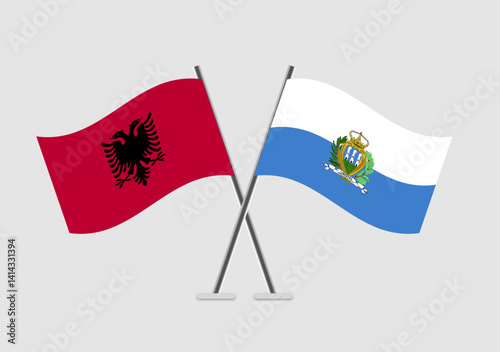 Albania and San Marino vector flags for formal vector usage
