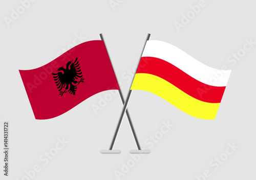 Albania and South Ossetia vector flags in two-pole diplomatic design