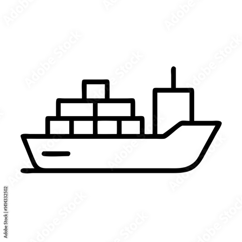 Cargo Ship Loaded with Containers Icon Design