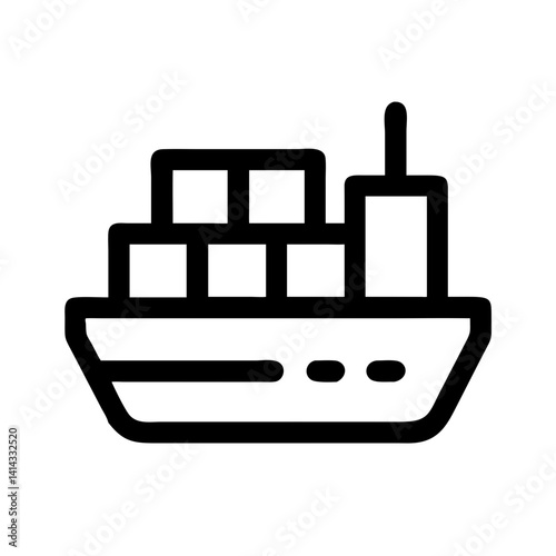 Cargo Ship Loaded with Containers Icon Design