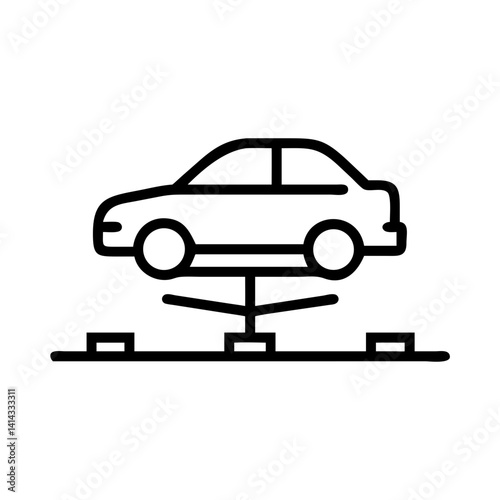 Car on Hydraulic Lift Platform Icon Design