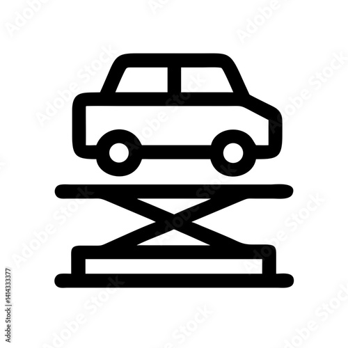 Car on Hydraulic Lift Platform Icon Design