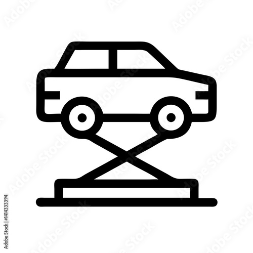Car on Hydraulic Lift Platform Icon Design
