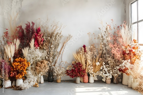 Dried Flower Arrangement in Vases