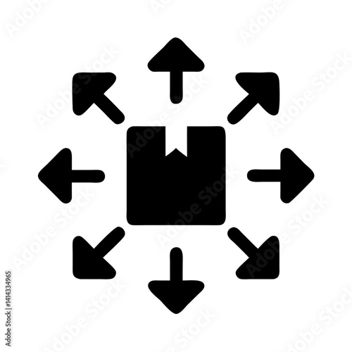 Central Package with Outward Arrows Icon Design