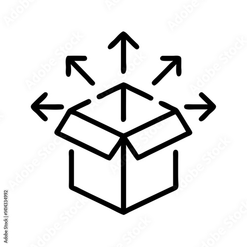 Central Package with Outward Arrows Icon Design
