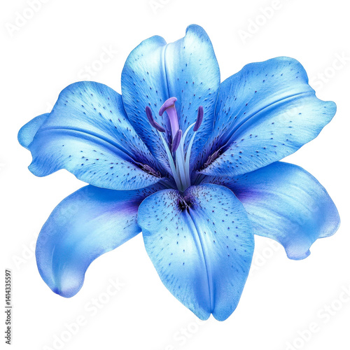 blue lily flower isolated on black