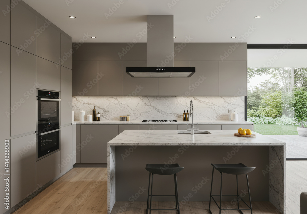 Fototapeta premium Modern elegant kitchen in light colors