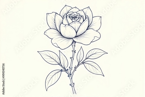 Rose flowers line art isolated on white backgroud, coloring pages, illustration