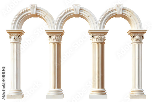 Set of Classical Corinthian Column Arches Isolated on White