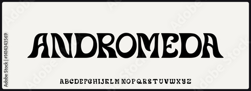 Retro serif vector font. Alphabet uppercase with groovy and vintage style. 