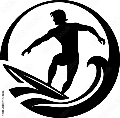 Surfer on a Wave - Silhouette Graphic Design