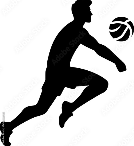 Silhouette of a Volleyball Player in Action
