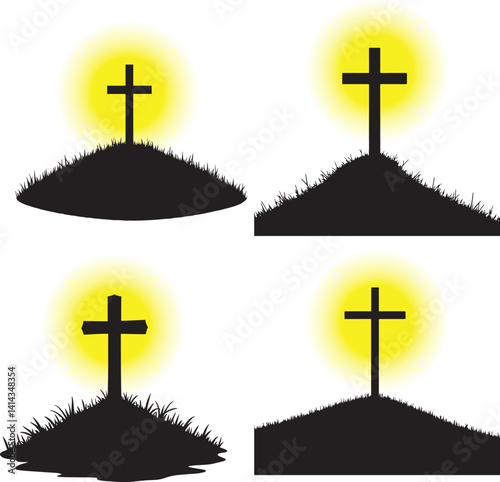 Set of cross draped in cloth icons, cross draped in cloth silhouette design vector illustration simple silhouette illustration of cross draped in cloth, perfect for cross draped in cloth logos