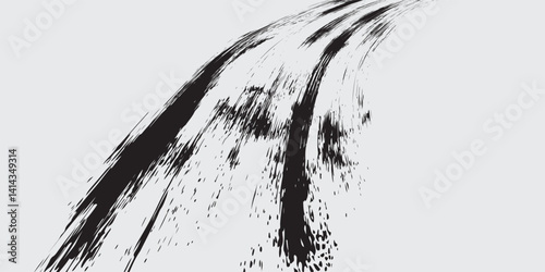 Tire tread marks, wheel textures, tire marks - car racing, motocross, drift, rally, off-road and others. Vector black isolated texture in grunge style with splashes