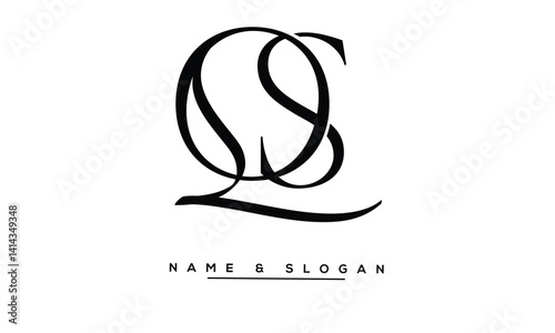 Obraz na płótnie SQ, QS Abstract Letters Logo Monogram w salonie