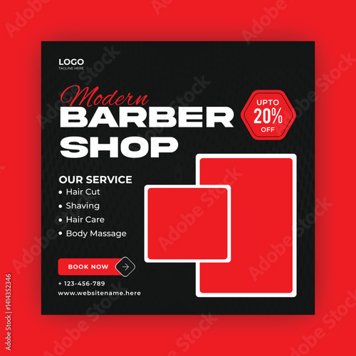 barber shop instgram post design or social media post design template.