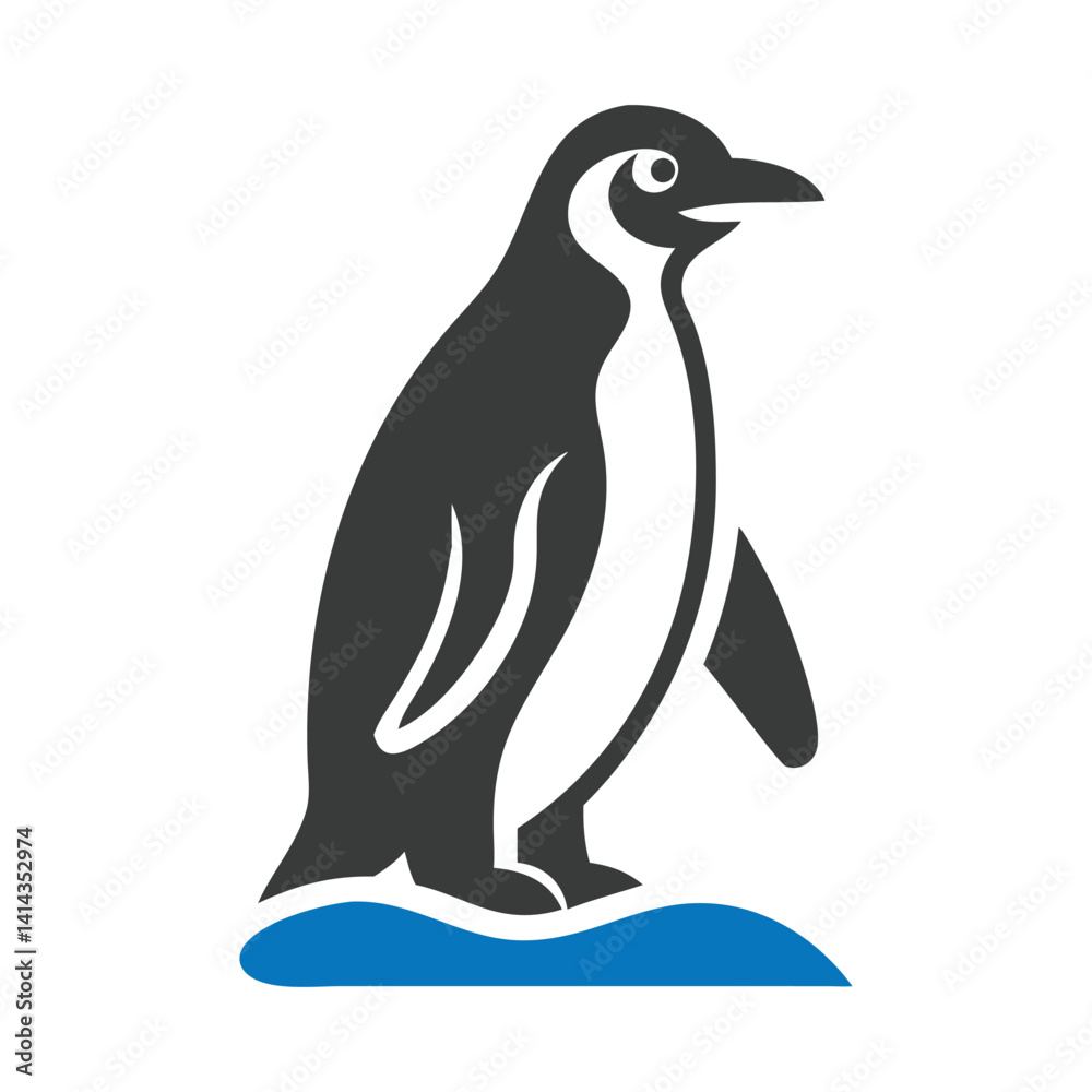 Naklejka premium Minimalist Penguin Icon: Symbol of Wildlife and Cold Environments