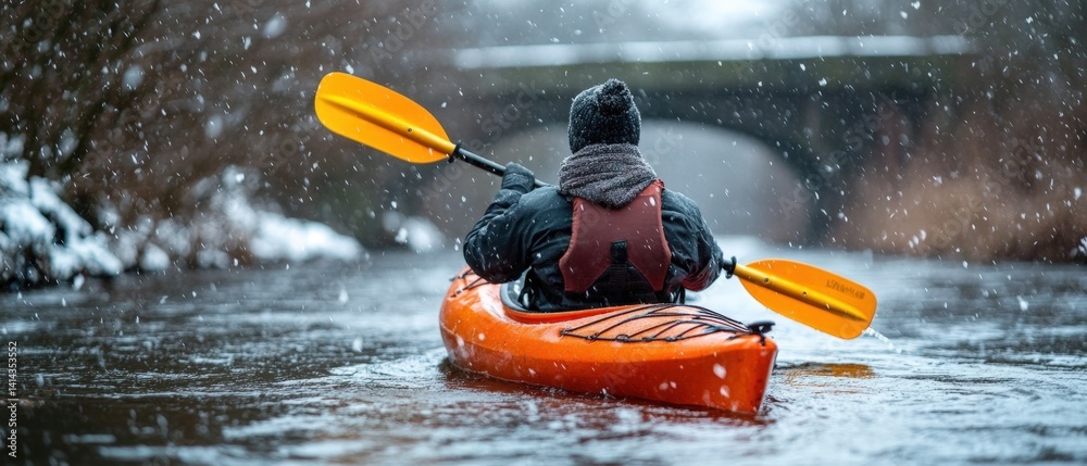 Fototapeta premium kayaking in the snow