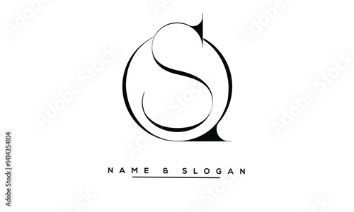 Obraz na płótnie SQ, QS Abstract Letters Logo Monogram w salonie
