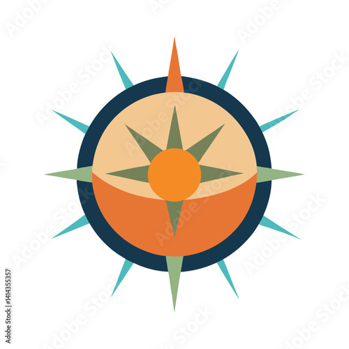compass sun rising behind