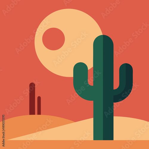 desert cactus vintage sun backdrop