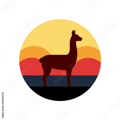 llama sunset circle behind