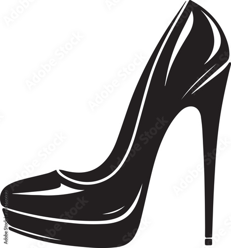 High Heels Silhouette with Elegant Stiletto Shape for Fashion, Glamour, and Feminine Footwear Design