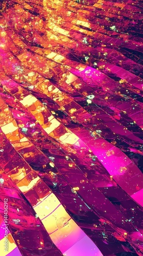 Abstract dark holographic iridescent neon background fluid liquid glass curved wave in motion 3D render modern glowing neon wave line pattern futuristic design