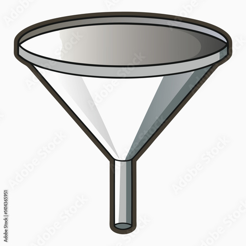 stainless-steel-color-funnel-with-handle vector image on white background