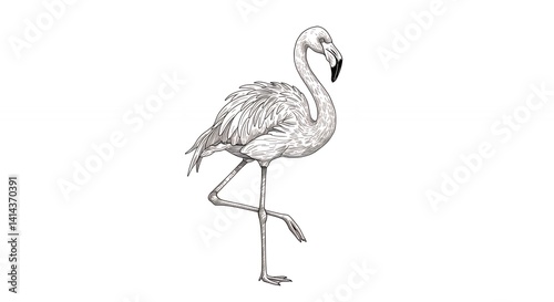 Detailed grayscale flamingo illustration photo