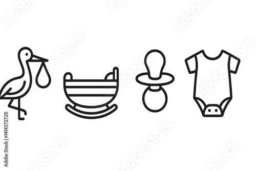 Icons symbolizing necessities for newborn babies have been created