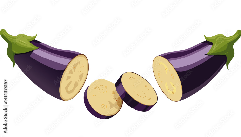 set of falling eggplant on a white background vector design