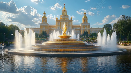 Friendship of Nations Fountain in Moscow showcasing stunning Soviet-era architecture and fountains Photo