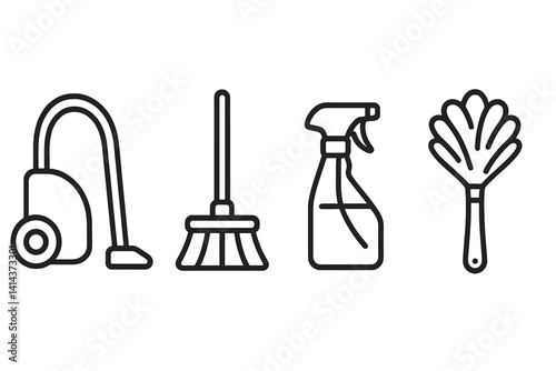 Cleaning icons representing typical home maintenance tools