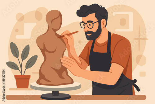 The creative scene is flat, with a focus on sculpture and craftsmanship