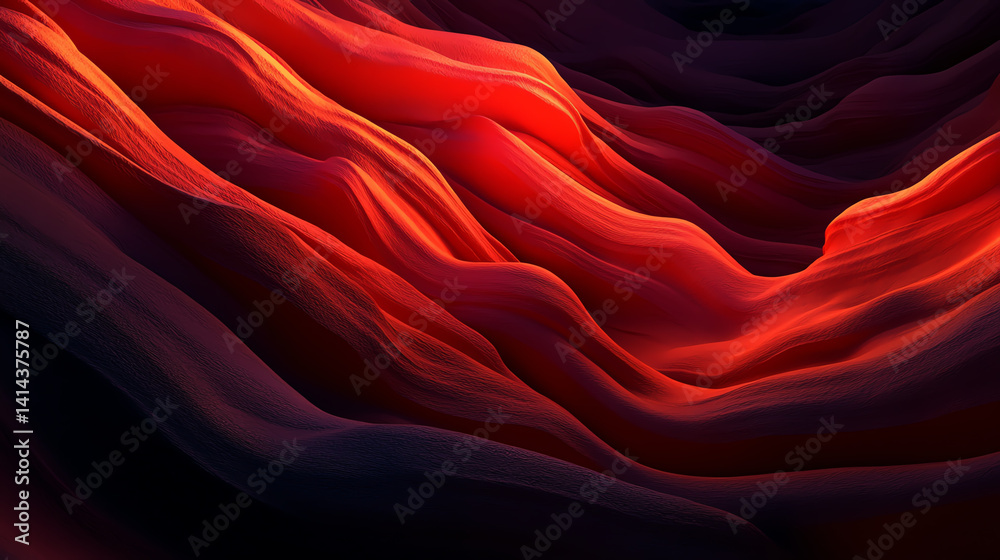An abstract representation of flowing red waves, evoking a sense of movement and depth. The vibrant hues create a captivating visual effect perfect for creative projects.