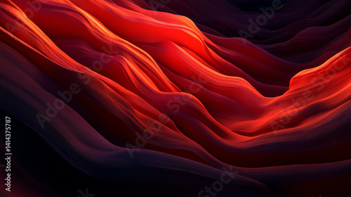 Obraz na płótnie An abstract representation of flowing red waves, evoking a sense of movement and depth. The vibrant hues create a captivating visual effect perfect for creative projects. w salonie