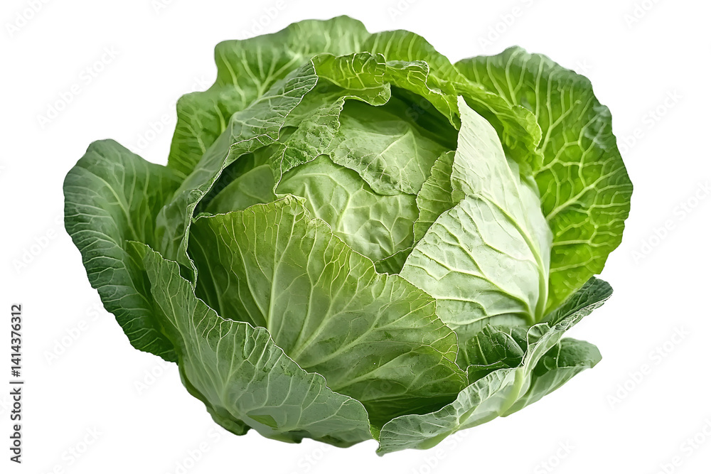 Fresh green cabbage head with crumpled leaves isolated on a white background. Fresh green cabbage head with crumpled leaves isolated on a white background.