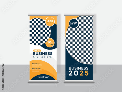 Corporate rollup standee banner template design advertisement and display banner for your business, company, and restaurant