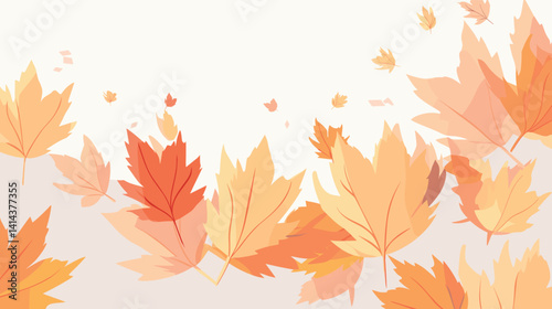 Autumn leaves falling in a breeze, symbol of change and renewal flat vector illustration