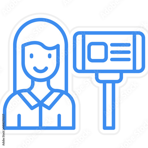 Female Vlogger Vector Icon Style