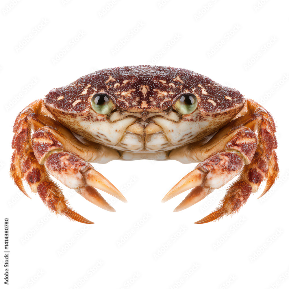 Close-Up of a Colorful Crab with Detailed Shell and Claws, isolated on transparent background. Close-Up of a Colorful Crab with Detailed Shell and Claws, isolated on transparent background.
