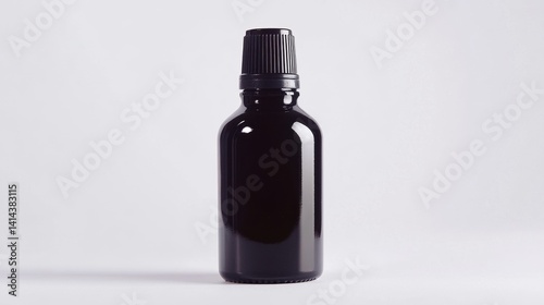 Obraz na płótnie This is a sleek black bottle. Ideal for essential oils or liquid storage. Its minimalist design is perfect for branding. Capture your brand essence here. Generative AI w salonie