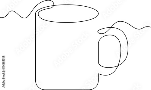 Mug vector illustration. line art, one continuous line, simple, hand drawn and sketch style. for icons, symbols, signs or logos. PNG
