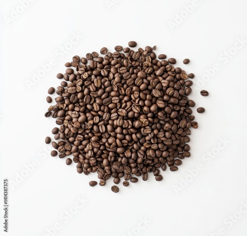High-Quality Roasted Coffee Beans Piled on a White Background