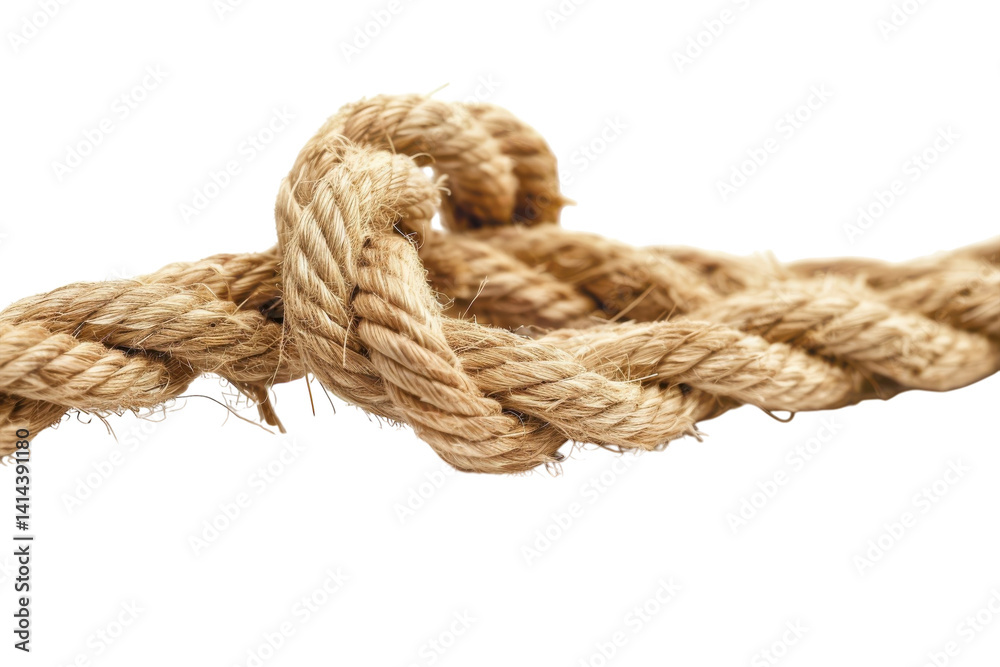 A rustic twine knot gracefully intertwines on a blank backdrop creating a textured visual narrative isolated on transparent background A rustic twine knot gracefully intertwines on a blank backdrop creating a textured visual narrative isolated on transparent background